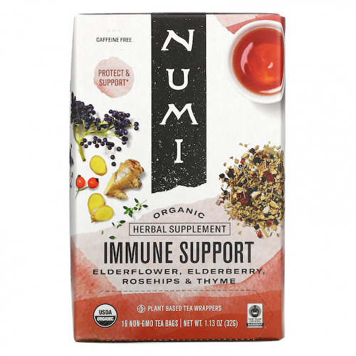 Numi Tea, Organic, поддержка иммунитета, без кофеина, 16 чайных пакетиков без ГМО, 32 г (1,13 унции) #1