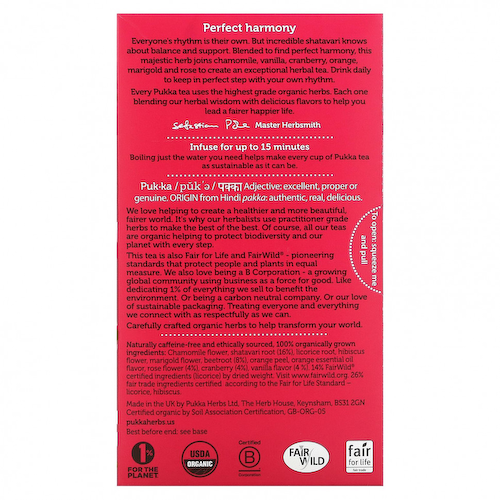 Pukka Herbs, Womankind, без кофеина, 20 пакетиков-саше с травяным чаем, 1,05 унц. (30 г) #1