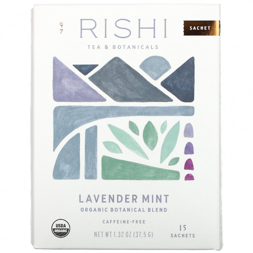 Rishi Tea, Organic Botanical Blend, лаванда и мята, без кофеина, 15 пакетиков, 37,5 г (1,32 унции) #1