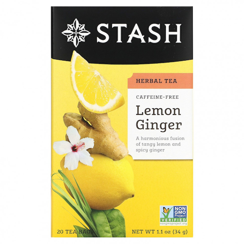 Stash Tea, травяной чай, лимон и имбирь, без кофеина, 20 чайных пакетиков, 34 г (1,1 унции) #1