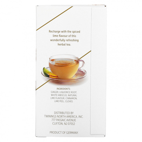 Twinings, Support, травяной чай из белого гибискуса, лайм и имбирь, без кофеина, 18 чайных пакетиков, 27 г (0,95 унции) #1
