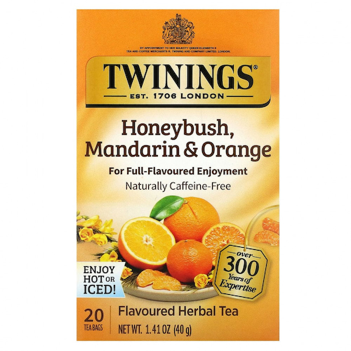 Twinings, травяной чай, ханибуш, мандарин и апельсин, без кофеина, 20 чайных пакетиков в индивидуальной упаковке, 40 г (1,41 унции) #1