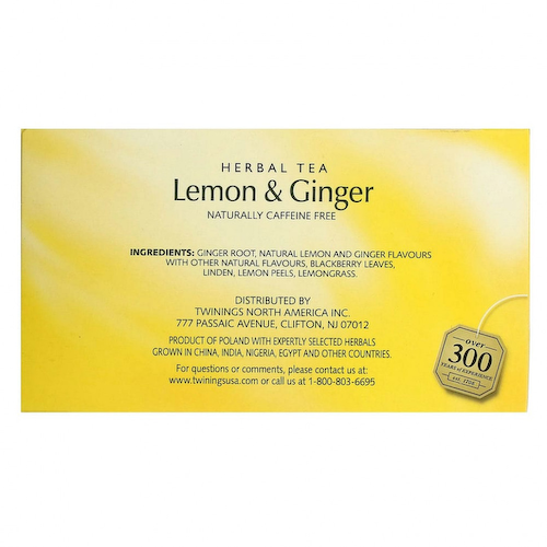 Twinings, травяной чай, лимон и имбирь, без кофеина, 50 чайных пакетиков, 75 г (2,65 унции) #1