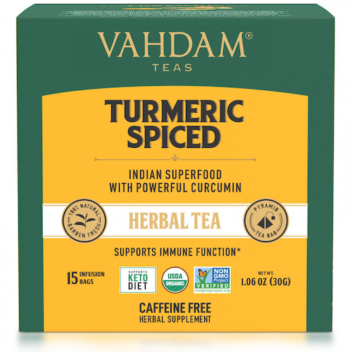 Vahdam Teas, травяной чай, куркума и пряности, без кофеина, 15 чайных пакетиков, 30 г (1,06 унции) #1