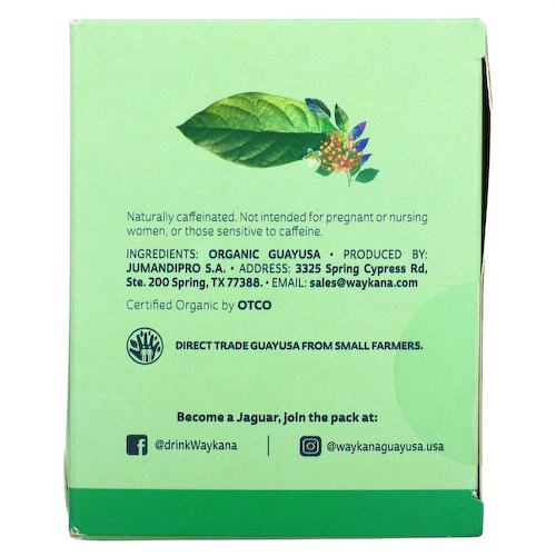 Waykana, Чай Amazon Guayusa, оригинальный, 16 чайных пакетиков, 32 г (1,13 унции) #1