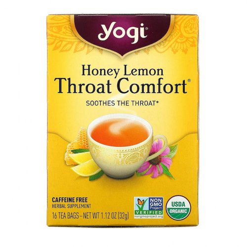 Yogi Tea, Органический, Throat Comfort, со вкусом меда и лимона, без кофеина, 16 чайных пакетиков, 1.12 унций (32 г) #1