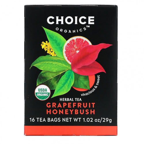 Choice Organic Teas, Herbal Tea, грейпфрут и ханибуш, без кофеина, 16 чайных пакетиков, 29 г (1,02 унции) #1