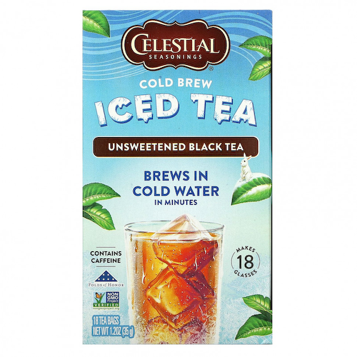 Celestial Seasonings, Cold Brew, Iced Tea, несладкий черный чай, 18 чайных пакетиков, 35 г (1,2 унции) #1