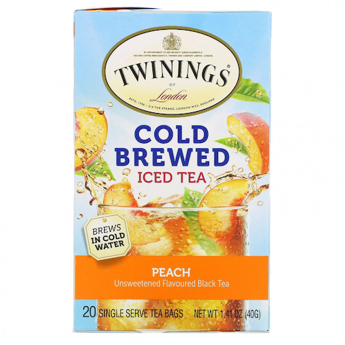Twinings, холодный чай со льдом, несладкий черный чай, со вкусом персика, 20 чайных пакетиков на одну порцию, 40 г (1,41 унции) #1