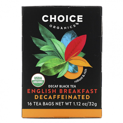 Choice Organic Teas, Черный чай без кофеина, английский завтрак без кофеина, 16 чайных пакетиков, 32 г (1,12 унции) #1