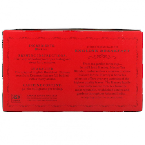 Harney & Sons, Китайский черный чай кимун, английский завтрак, 50 чайных пакетиков, 90 г (3,17 унции) #1