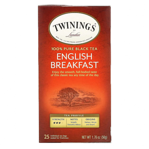 Twinings, 100% чистый черный чай «Английский завтрак», 25 чайных пакетиков, 50 г (1,76 унции) #1