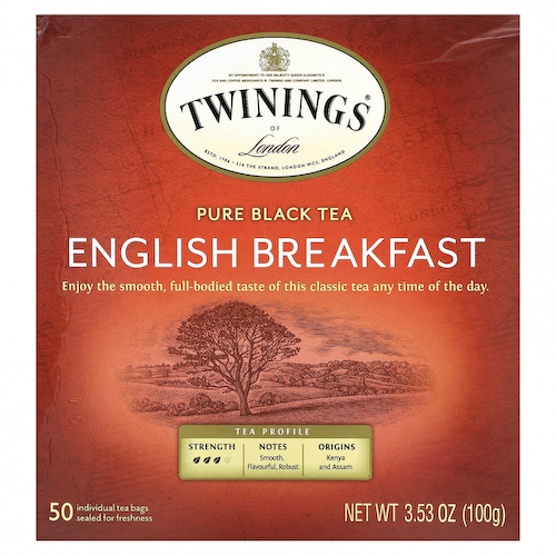 Twinings, Чистый черный чай, английский завтрак, 50 чайных пакетиков, 100 г (3,53 унции) #1