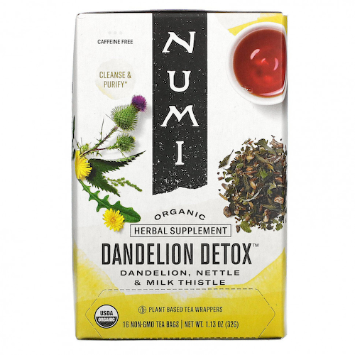 Numi Tea, Organic, Dandelion Detox, без кофеина, 16 чайных пакетиков без ГМО, 32 г (1,13 унции) #1