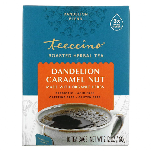 Teeccino, Жареный травяной чай, одуванчик и карамель, без кофеина, 10 чайных пакетиков, 60 г (2,12 унции) #1
