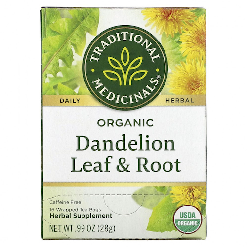 Traditional Medicinals, травяной сбор, листья и корень органического одуванчика, без кофеина, 16 чайных пакетиков в индивидуальной упаковке, 28 г (0,99 унции) #1