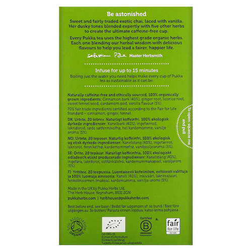 Pukka Herbs, Ванильный чай, без кофеина, 20 пакетиков, 1,41 унции (40 г) #1