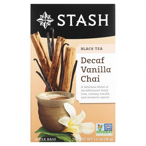 Stash Tea, Black Tea, чай без кофеина и ваниль, 18 чайных пакетиков, 36 г (1,2 унции) #1