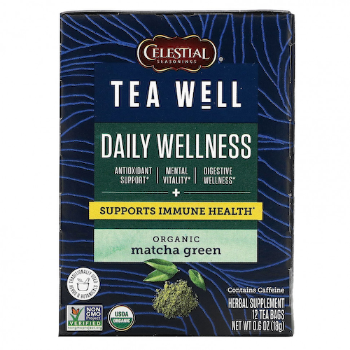 Celestial Seasonings, Herbal Tea, Daily Wellness, органический зеленый чай матча, 12 чайных пакетиков, 18 г (0,6 унции) #1