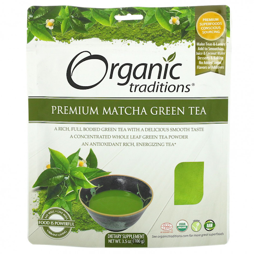 Organic Traditions, Премиум зеленый чай матча, 3,5 унции (100 г) #1