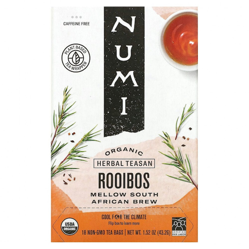 Numi Tea, Organic Herbal Teasan, ройбуш, без кофеина, 18 чайных пакетиков, 43,2 г (1,52 унции) #1