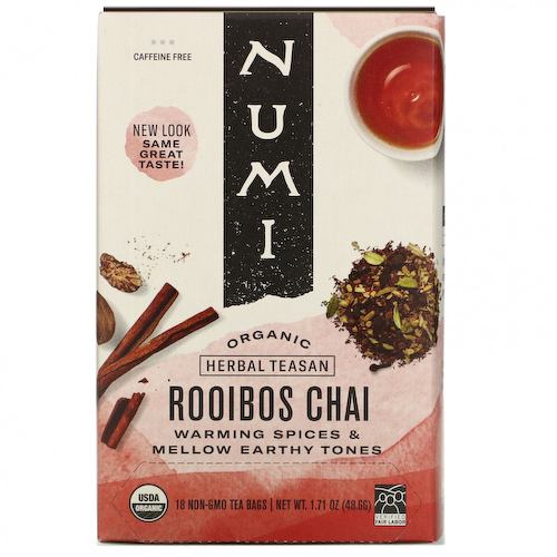 Numi Tea, Organic Herbal Teasan, чай ройбуш, без кофеина, 18 чайных пакетиков, 48,6 г (1,71 унции) #1