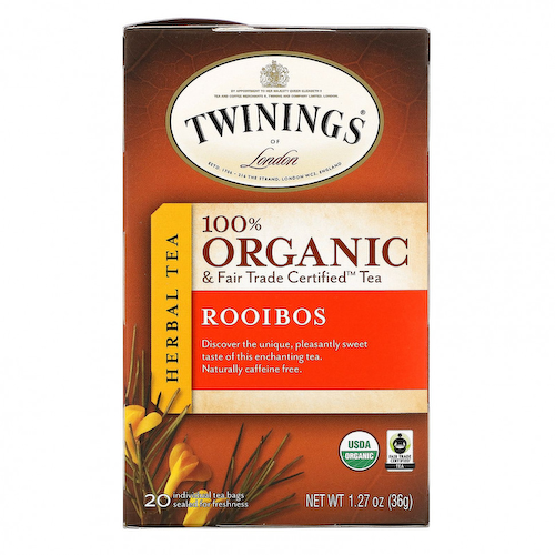 Twinings, органический травяной чай ройбуш, сертифицированный Fair Trade Certified, 20 чайных пакетиков, 36 г (1,27 унции) #1