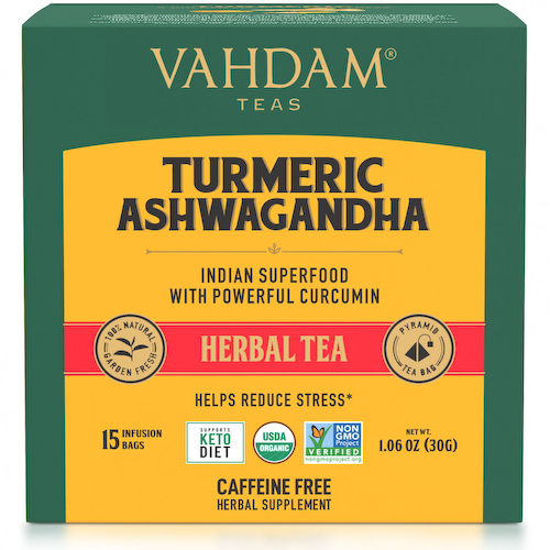 Vahdam Teas, травяной чай, куркума и ашвагандха, без кофеина, 15 чайных пакетиков, 30 г (1,06 унции) #1