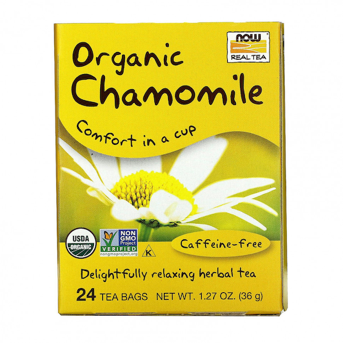NOW Foods, Real Tea, органический чай, ромашка, без кофеина, 24 чайных пакетика, по 1,5 г #1