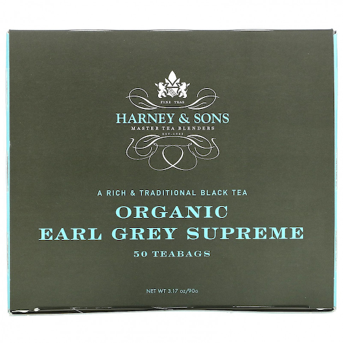 Harney & Sons, A Rich & Traditional Black Tea, Органический Earl Grey Supreme, 50 чайных пакетиков, 3,17 унции (90 г) #1
