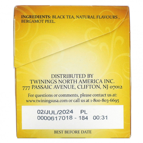 Twinings, Black Tea, Earl Grey, Extra Bold, 20 чайных пакетиков, 40 г (1,41 унции) #1