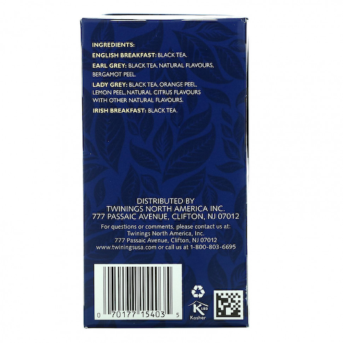 Twinings, черный чай, набор разных сортов, 20 чайных пакетиков, 40 г (1,41 унции) #1