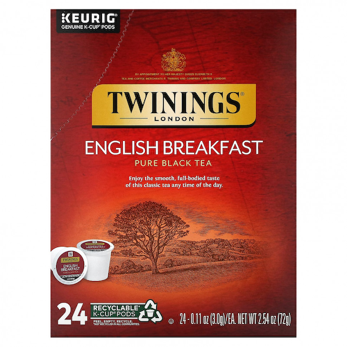 Twinings, Чистый черный чай, английский завтрак, 24 чашки, 3 г (0,11 унции) #1
