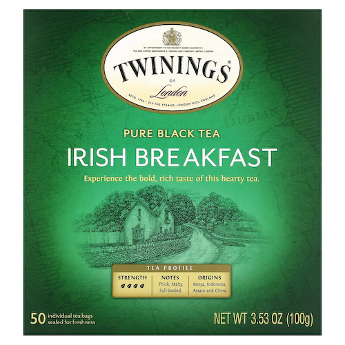 Twinings, Чистый черный чай, ирландский завтрак, 50 чайных пакетиков, 100 г (3,53 унции) #1