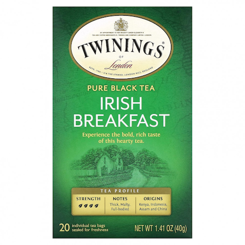 Twinings, Pure Black Tea, ирландский завтрак, 20 чайных пакетиков, 40 г (1,41 унции) #1