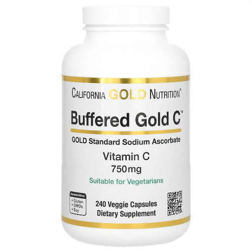 California Gold Nutrition, буферизованный витамин C в капсулах, 750 мг, 240 растительных капсул #1