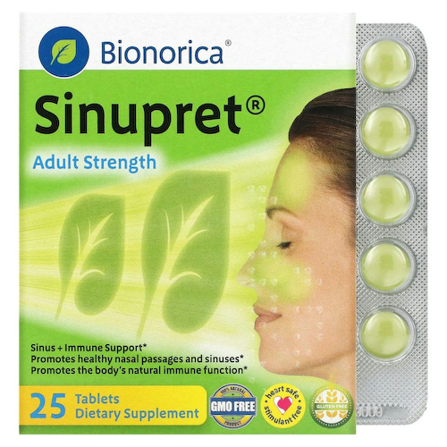 Bionorica, Sinupret, Adult Strength, поддержка здоровья носовых пазух и иммунной системы для взрослых, 25 таблеток #1
