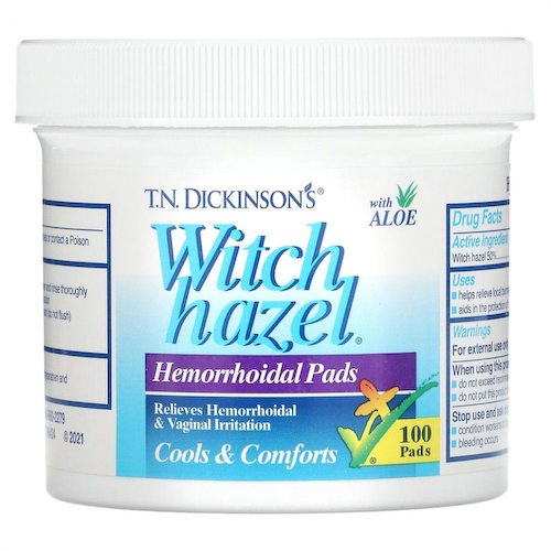 Dickinson Brands, T.N. Dickinson, геморроидальные прокладки из гамамелисы, с алоэ, 100 штук #1