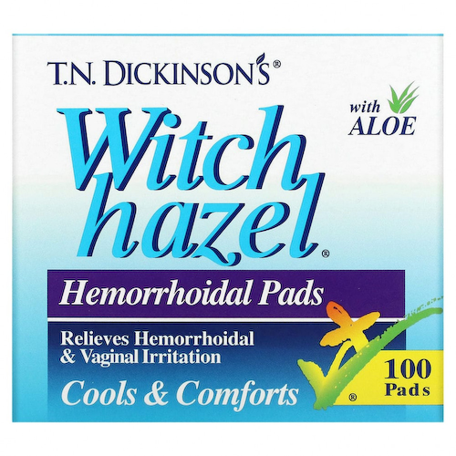 Dickinson Brands, T.N. Dickinson, геморроидальные прокладки из гамамелисы, с алоэ, 100 штук #1