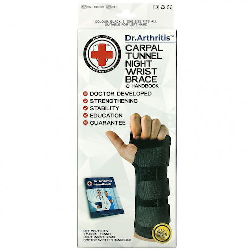 Doctor Arthritis, Ночной ортез для запястья Carpal Tunnel и справочник, левый, черный, 1 скоба #1