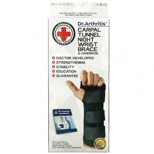 Doctor Arthritis, Запястье и справочник для ночного запястья Carpal Tunnel, правый, черный, 1 скоба #1