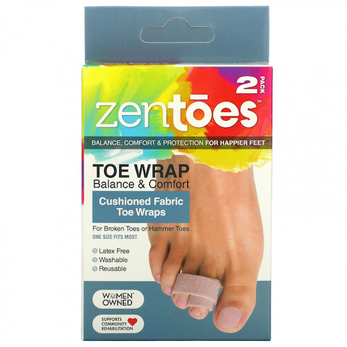 ZenToes, Toe Wrap Balance & Comfort, мягкие тканевые бинты, 2 шт. В упаковке #1
