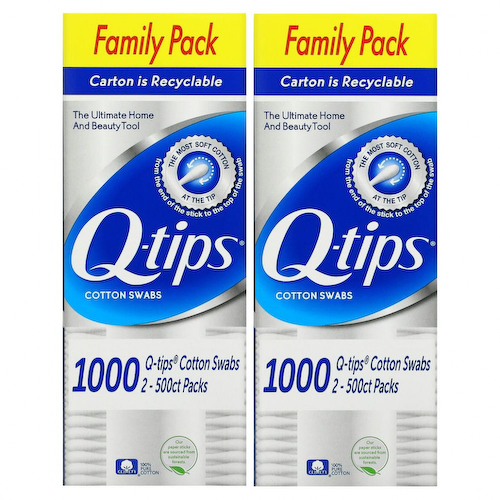 Q-tips, Ватные палочки, семейная упаковка, 2 шт., По 500 тампонов #1