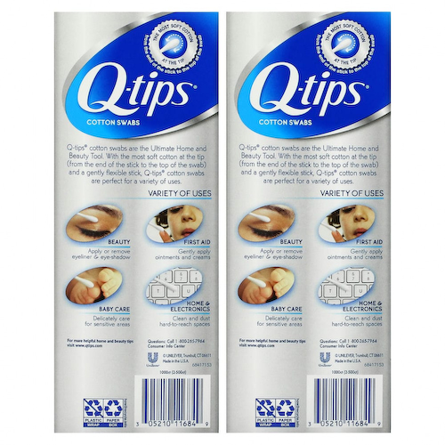 Q-tips, Ватные палочки, семейная упаковка, 2 шт., По 500 тампонов #1