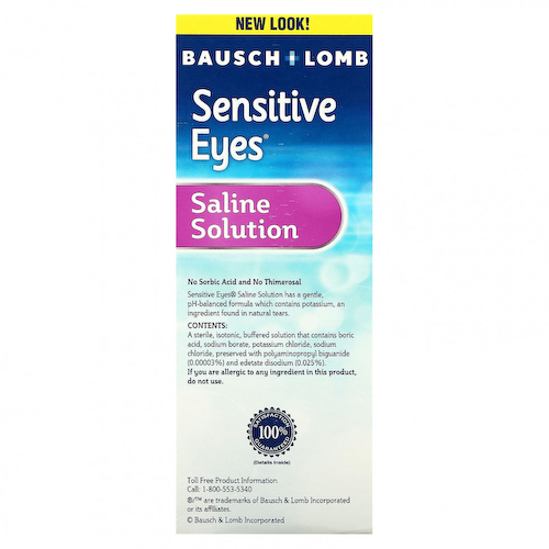 Bausch + Lomb, Физиологический раствор, для чувствительных глаз, 355 мл (12 жидк. Унций) #1