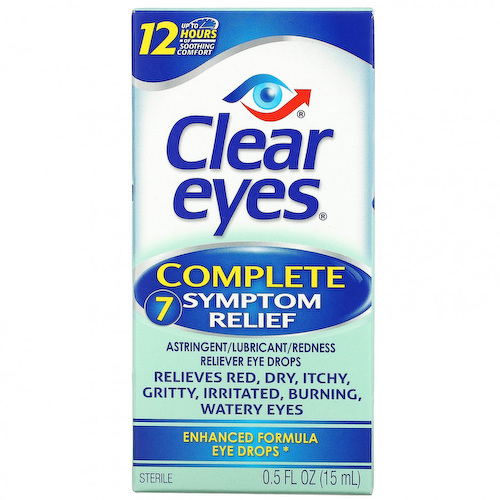 Clear Eyes, Complete 7 Symptom Relief, вяжущее средство / смазка / средство для снятия покраснения, глазные капли, 15 мл (0,5 жидк. Унции) #1