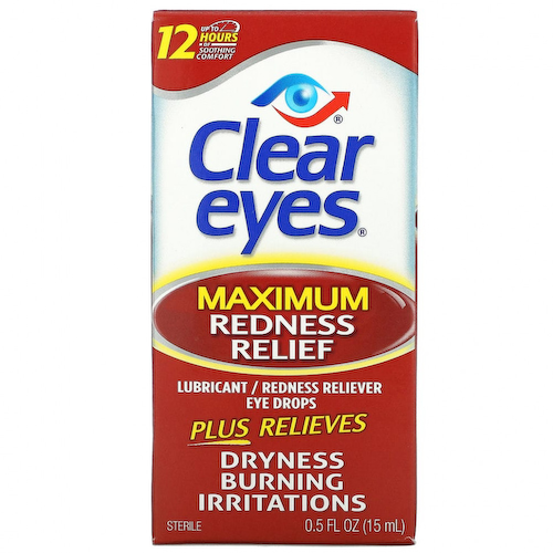 Clear Eyes, Максимальное снятие покраснения, Глазные капли лубриканта / снятия покраснения, 0,5 жидких унций (15 мл) #1
