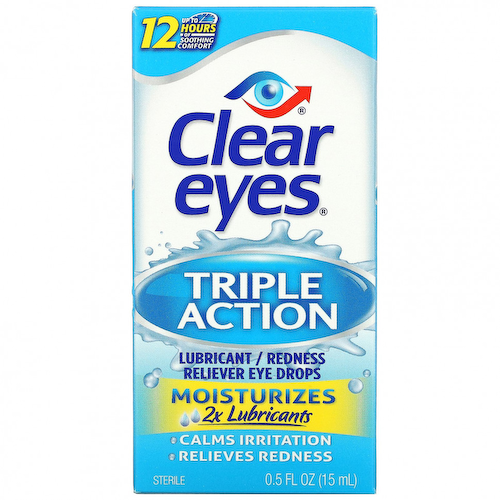 Clear Eyes, Triple Action, увлажняющие / снимающие покраснение капли для глаз, 15 мл (0,5 жидк. Унции) #1