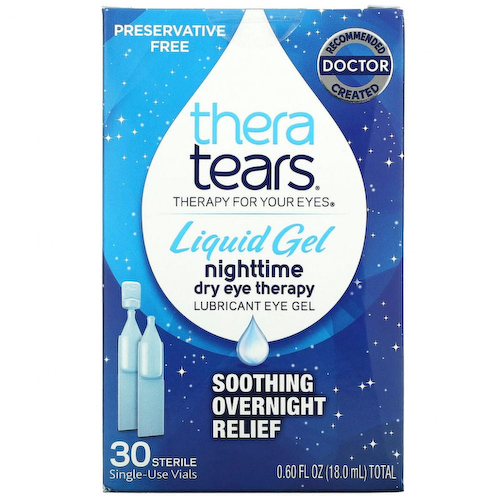 TheraTears, Nighttime Dry Eye Therapy, Гель-лубрикант для глаз, 30 одноразовых флаконов #1