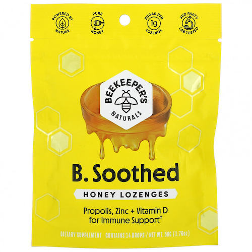 Beekeeper's Naturals, B. Soothed, медовые пастилки, 14 капель, 50 г (1,76 унции) #1